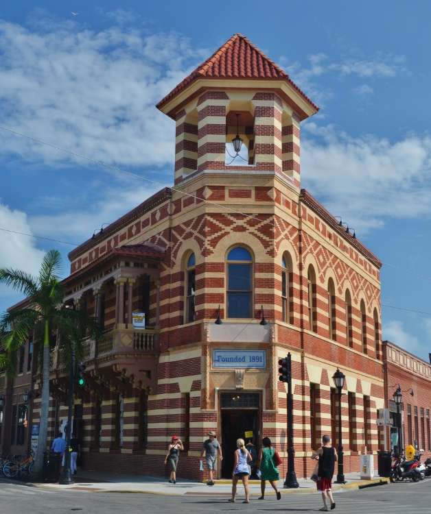 red and white building